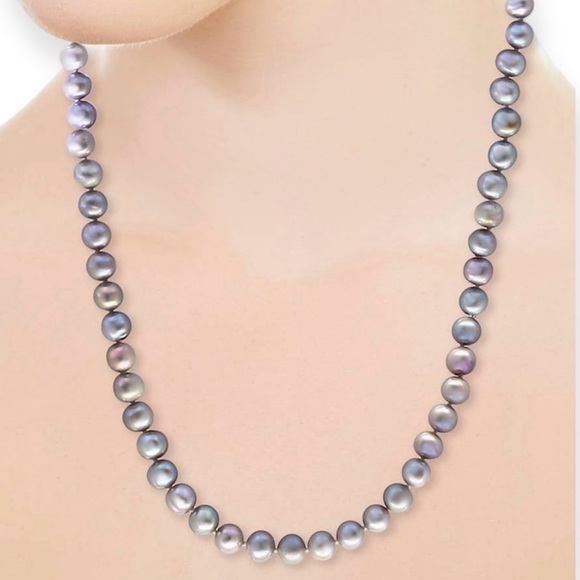 EFFY Pearl Necklace 7-8 Millimeter Black Freshwater Pearls Silver Claw Clasp NWT - Picture 4 of 8